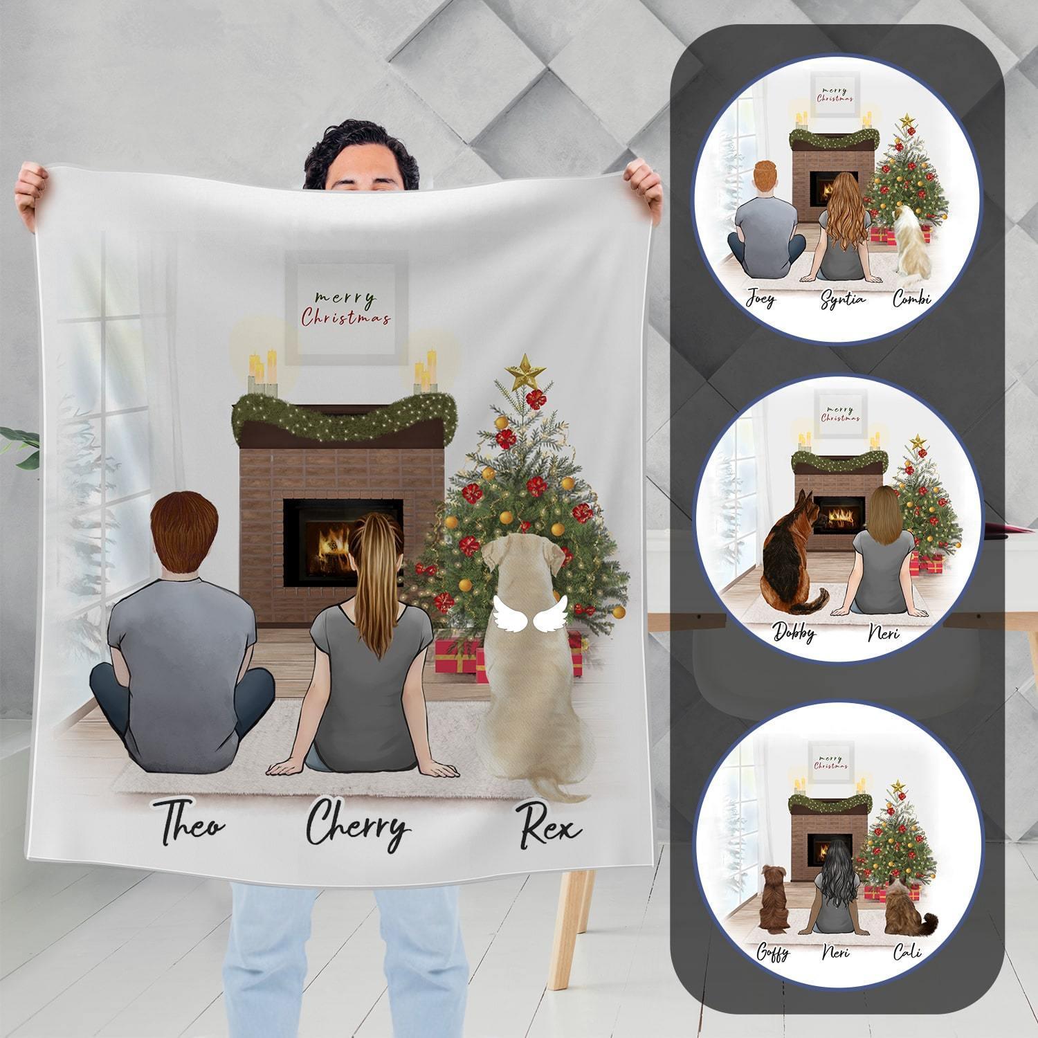 Christmas Scene Personalized Pet & Owner Custom Printed Blanket | Alpha Paw