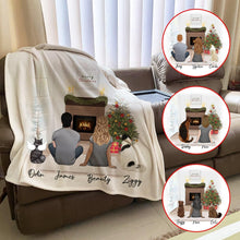 Load image into Gallery viewer, Christmas Scene Personalized Pet &amp; Owner Custom Printed Blanket | Alpha Paw
