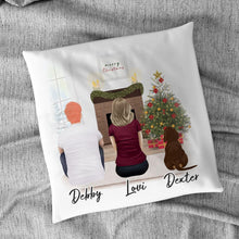 Load image into Gallery viewer, Christmas Scene Personalized Pet &amp; Owner Pillow | Alpha Paw
