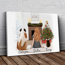 Load image into Gallery viewer, Christmas Scene Personalized Pet &amp; Owner Wrapped Canvas | Alpha Paw
