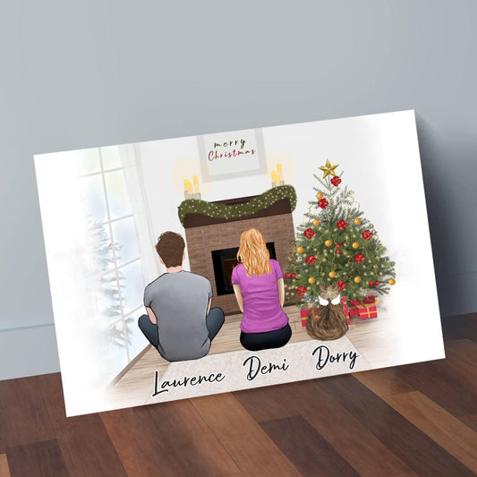 Christmas Scene Personalized Pet & Owner Wrapped Canvas | Alpha Paw