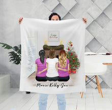 Load image into Gallery viewer, Christmas Scene Personalized Sister Best Friend Blanket | Alpha Paw
