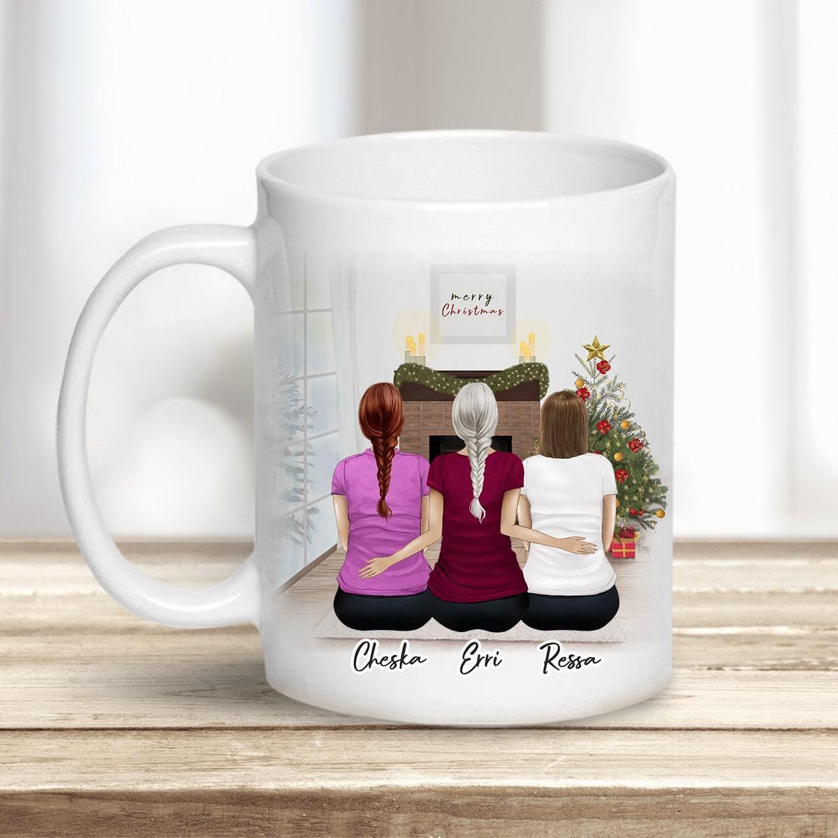 Christmas Scene Personalized Sister Best Friend Coffee Mug | Alpha Paw