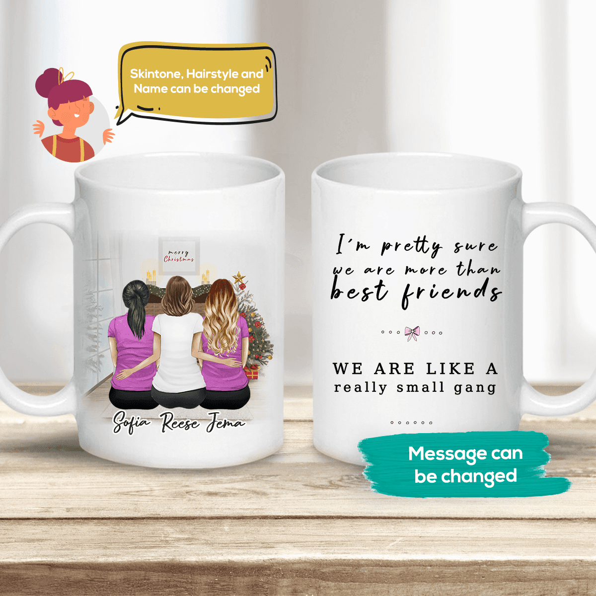 Christmas Scene Personalized Sister Best Friend Coffee Mug | Alpha Paw