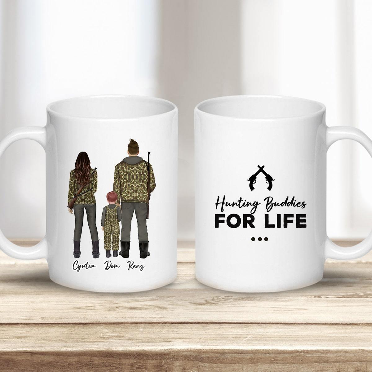 Custom Printed Hunter Man, Woman And Boy Coffee Mug | Alpha Paw