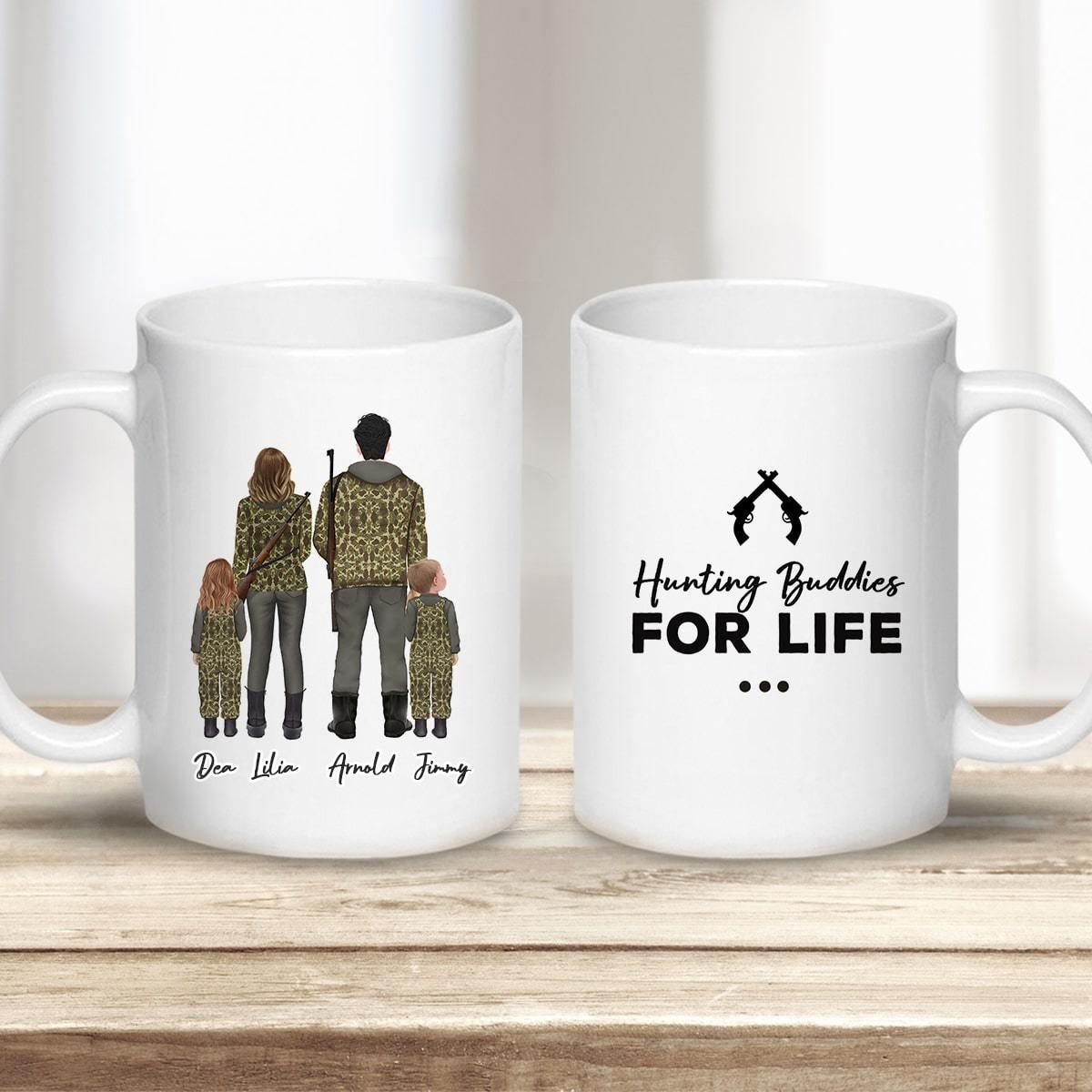 Custom Printed Hunter Man, Woman And Child Coffee Mug | Alpha Paw