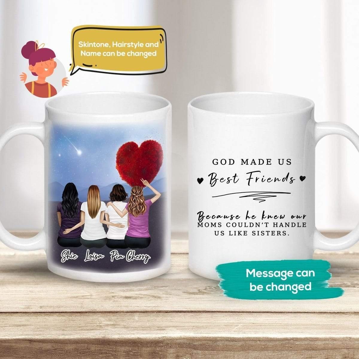 Heart Tree Personalized Best Friend Sister Coffee Mug | Alpha Paw