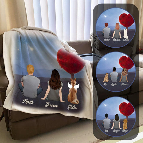 Heart Tree Personalized Pet & Owner Blanket - Custom Printed