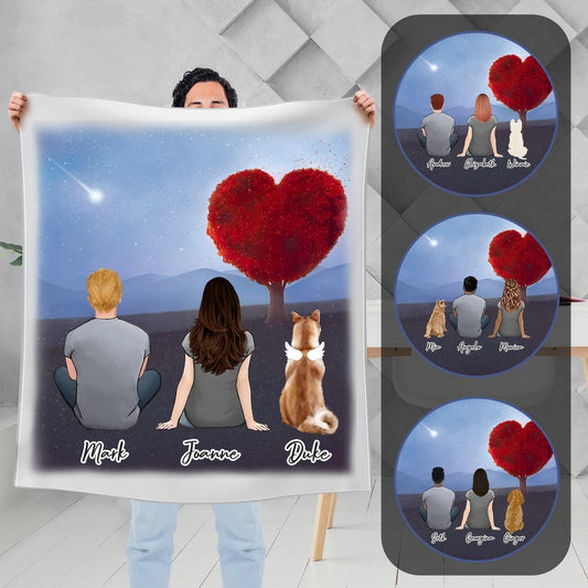 Heart Tree Personalized Pet & Owner Blanket - Custom Printed | Alpha Paw