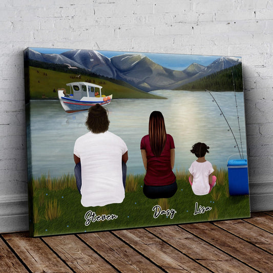 Lake & Boat Personalized Family Wrapped Canvas | Alpha Paw