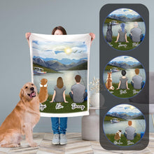 Load image into Gallery viewer, Lake &amp; Boat Personalized Fleece Blanket | Alpha Paw
