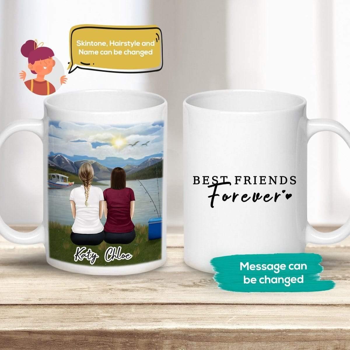 Lake & Mountain Personalized Best Friend Sister Coffee Mug | Alpha Paw