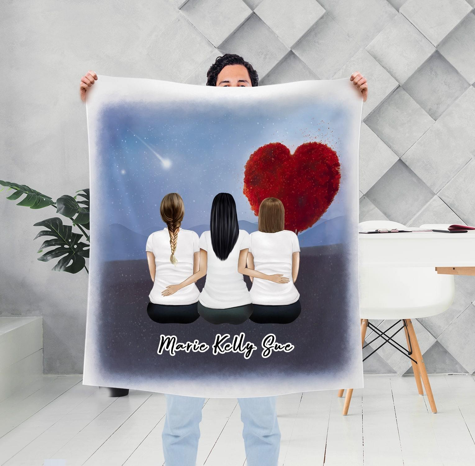 Love Heart Tree Personalized Best Friend Sister Blanket | Alpha Paw