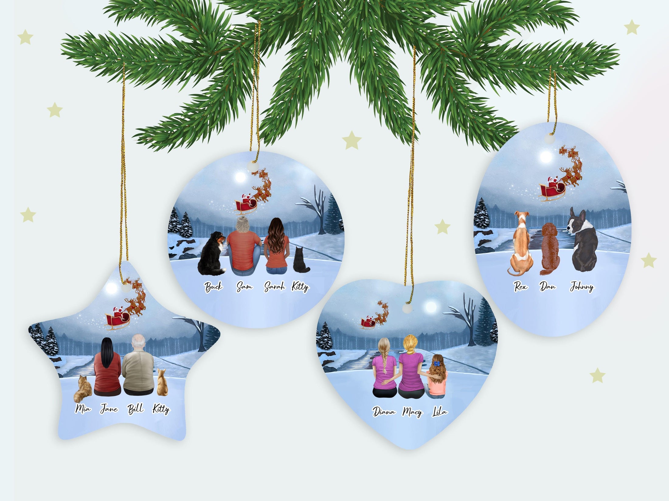 Santa Claus Heart Ornament - Pet & Owner Personalized | Alpha Paw