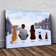 Load image into Gallery viewer, Snow Personalized Pet &amp; Owner Wrapped Canvas | Alpha Paw
