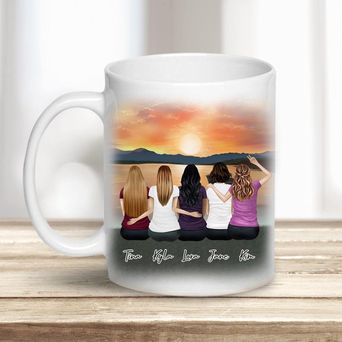 Sunset Personalized Best Friend (Or Sisters) Coffee Mug | Alpha Paw