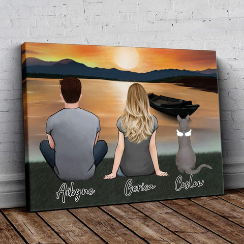 Sunset Personalized Pet & Owner Wrapped Canvas