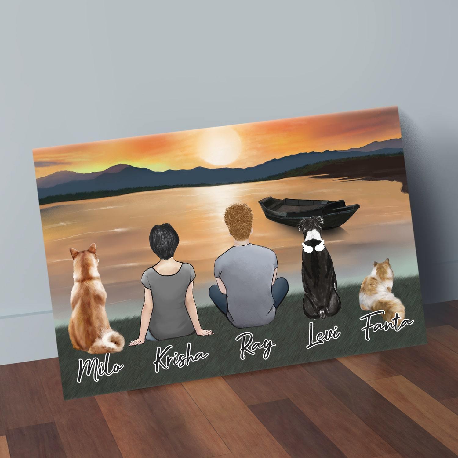 Sunset Personalized Pet & Owner Wrapped Canvas | Alpha Paw
