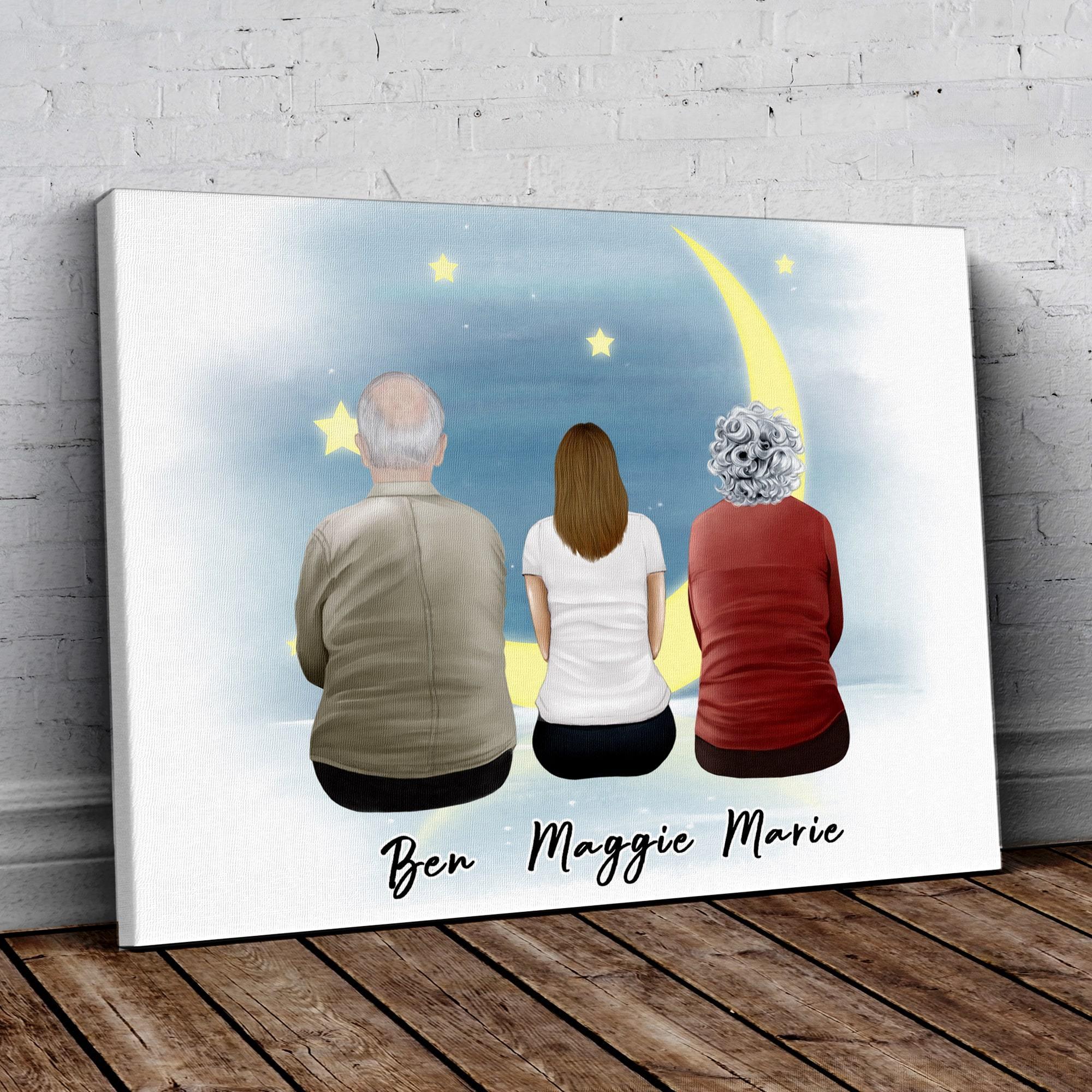 The Moon Personalized Family Wrapped Canvas | Alpha Paw