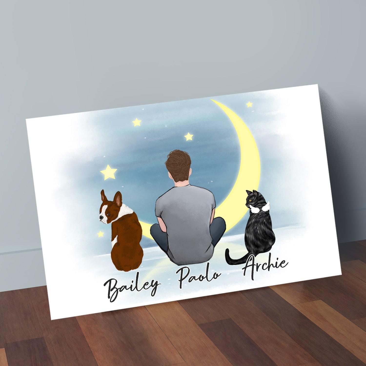 The Moon Personalized Pet & Owner Wrapped Canvas | Alpha Paw