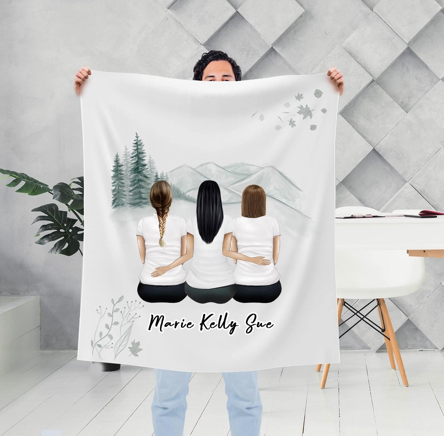 White Mountains Personalized Best Friend Sister Blanket | Alpha Paw