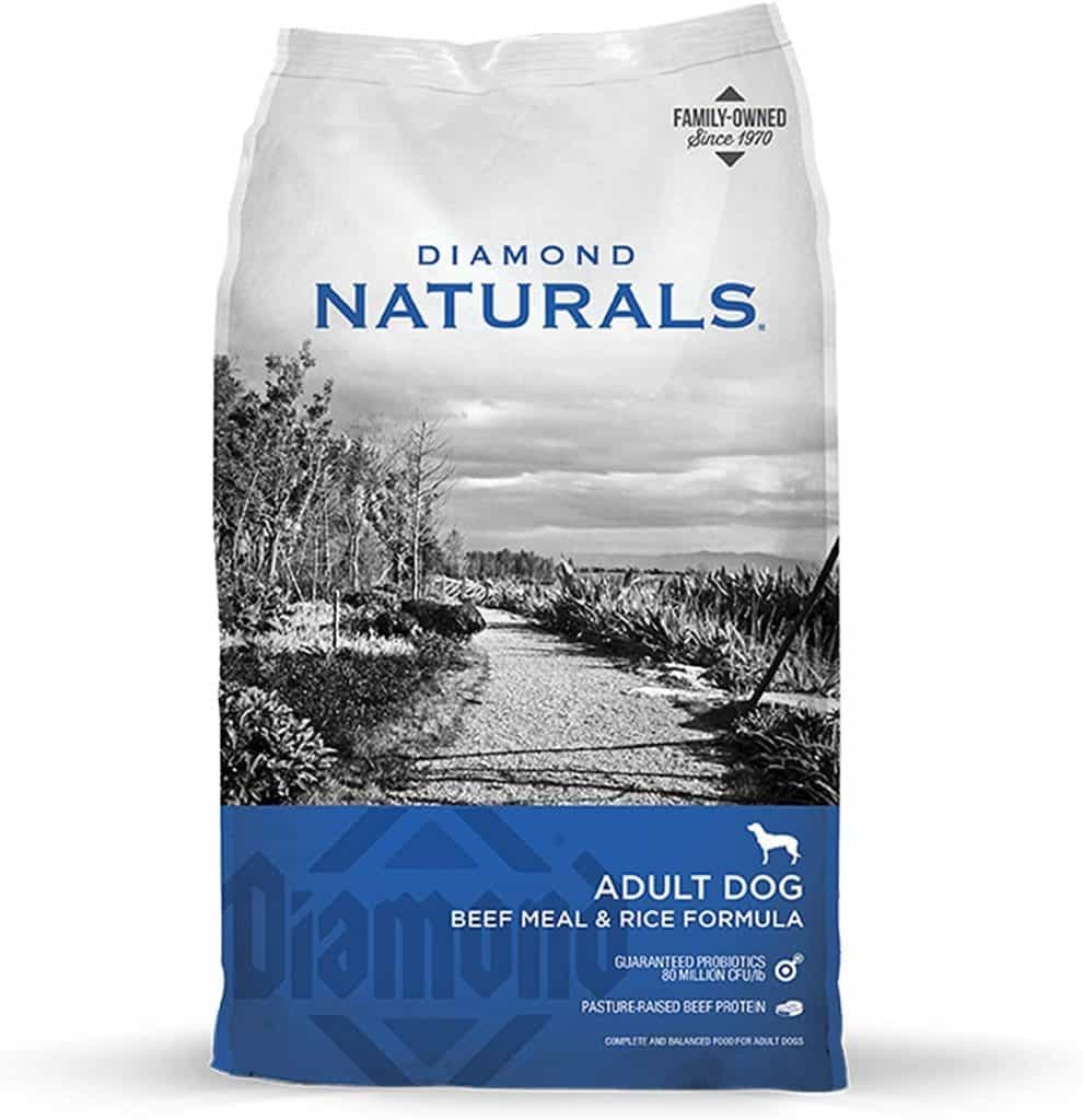 Diamond naturals dry food for adult dog, beef and rice formula, 40 pound bag (074198608331)