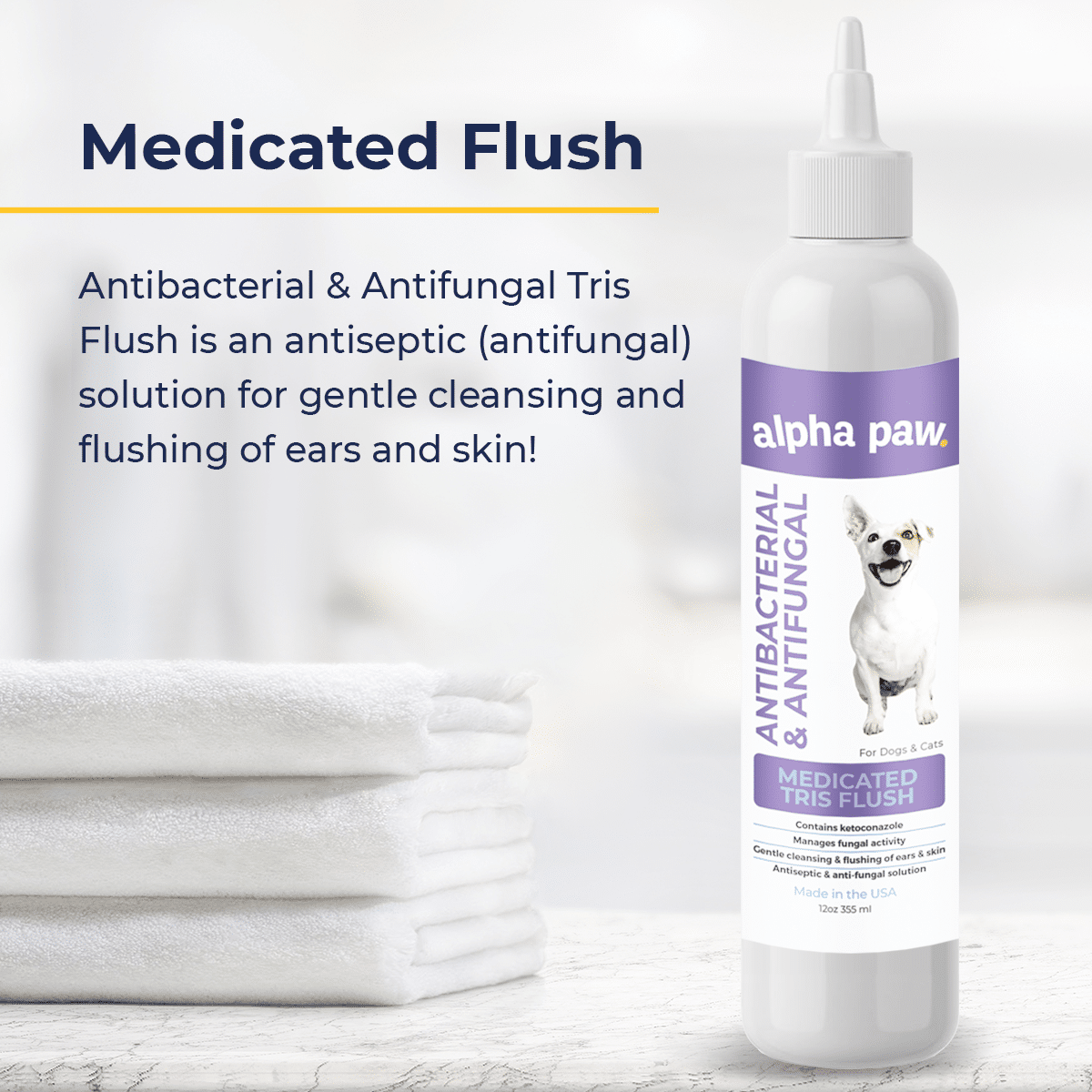 Antibacterial & Antifungal Medicated Ear Flush Alpha Paw