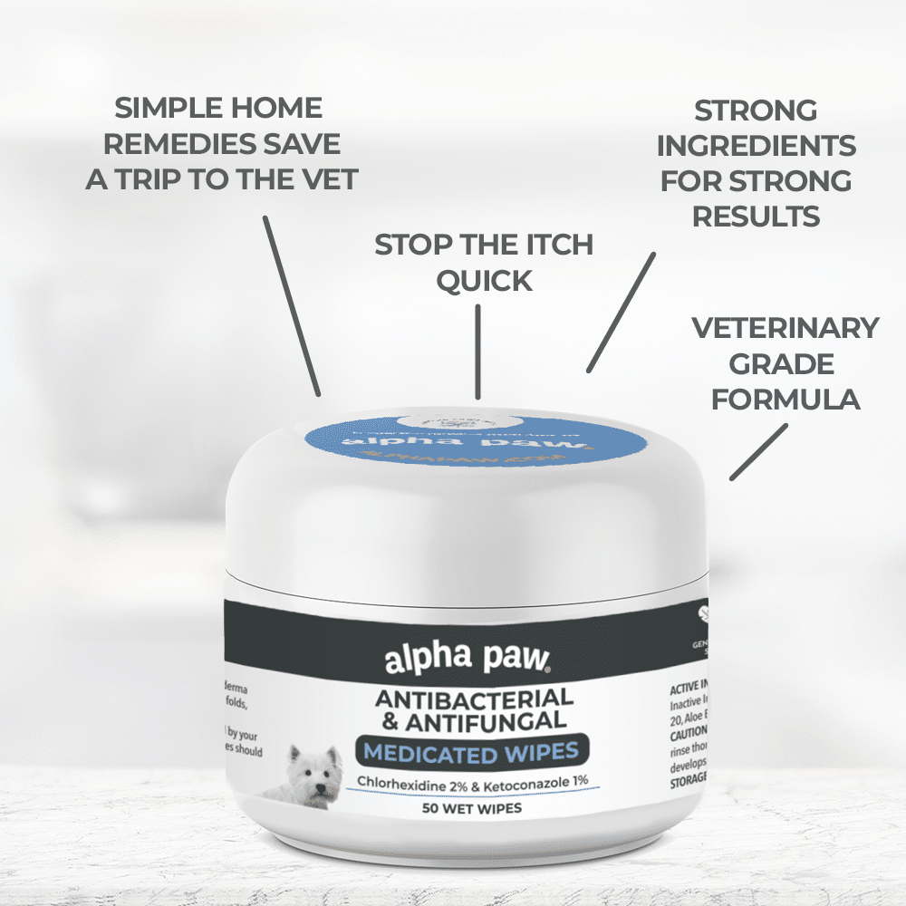 Antibacterial & Antifungal Medicated Wipes Alpha Paw
